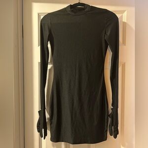 Black Long Sleeve mini Dress with attached gloves